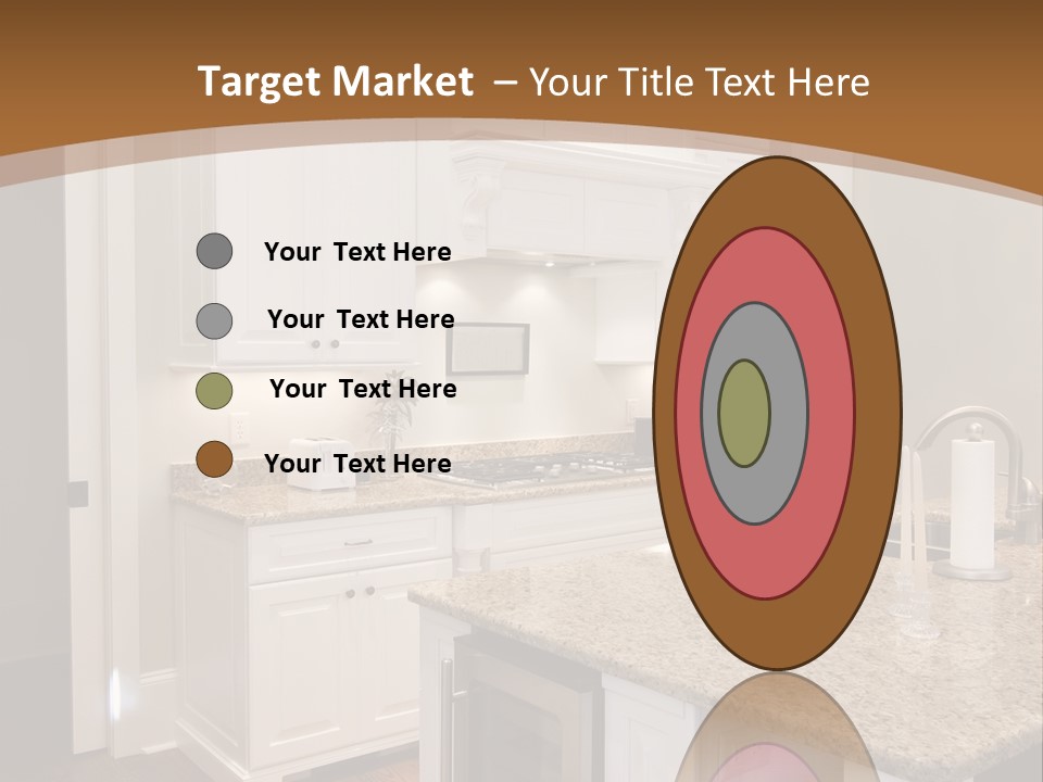 Opulent White Kitchen With Granite Countertops And Wine Fridge PowerPoint Template