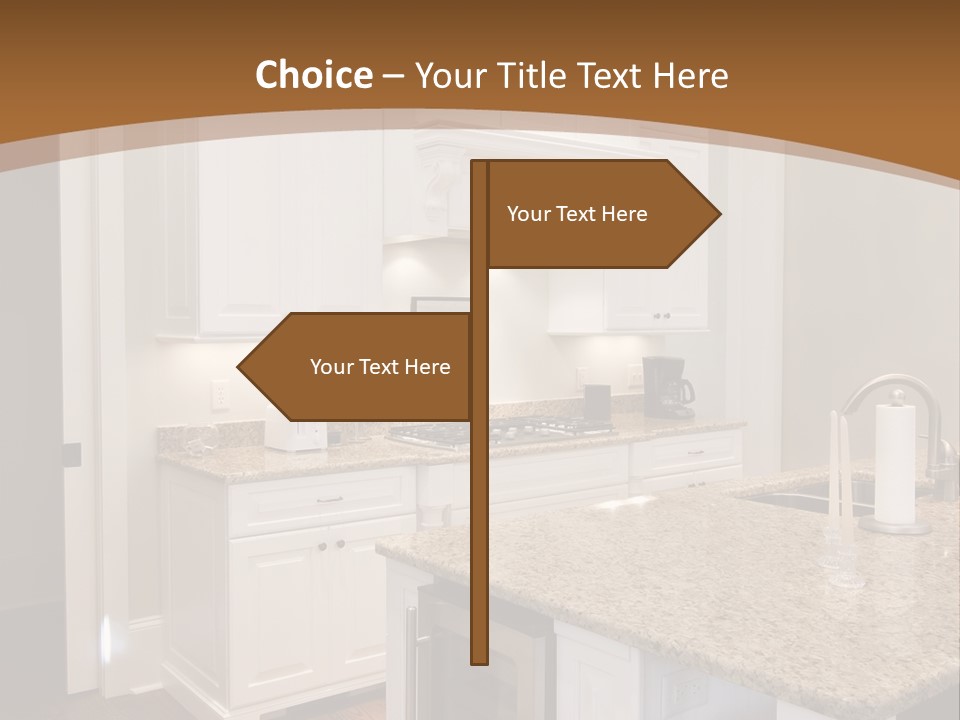 Opulent White Kitchen With Granite Countertops And Wine Fridge PowerPoint Template