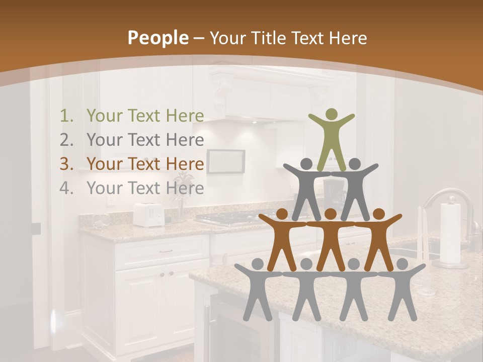 Opulent White Kitchen With Granite Countertops And Wine Fridge PowerPoint Template