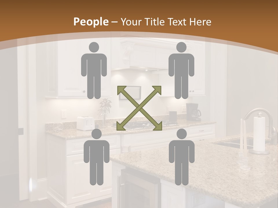 Opulent White Kitchen With Granite Countertops And Wine Fridge PowerPoint Template