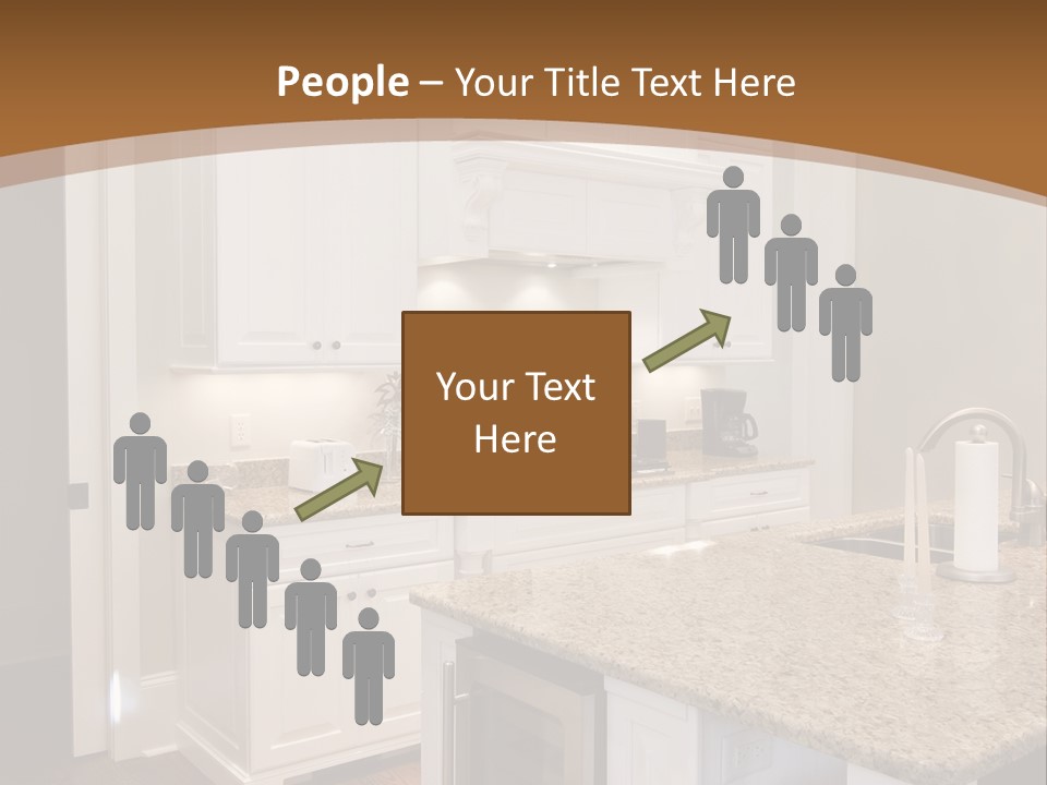 Opulent White Kitchen With Granite Countertops And Wine Fridge PowerPoint Template