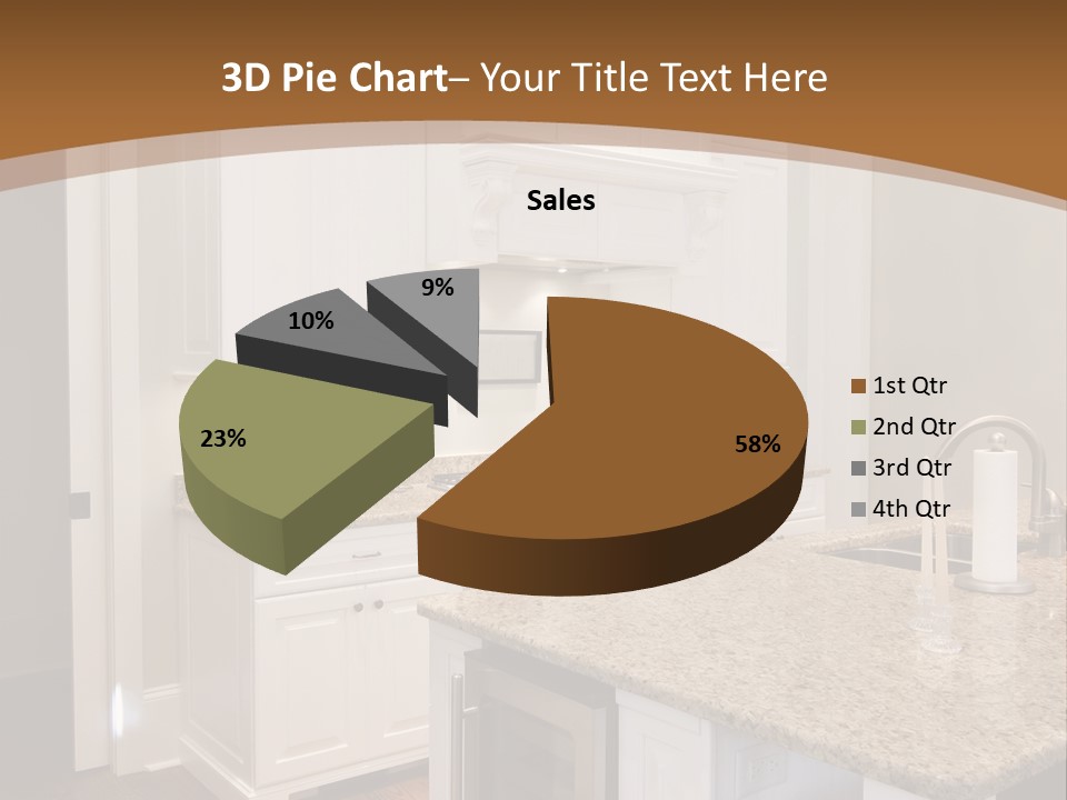 Opulent White Kitchen With Granite Countertops And Wine Fridge PowerPoint Template