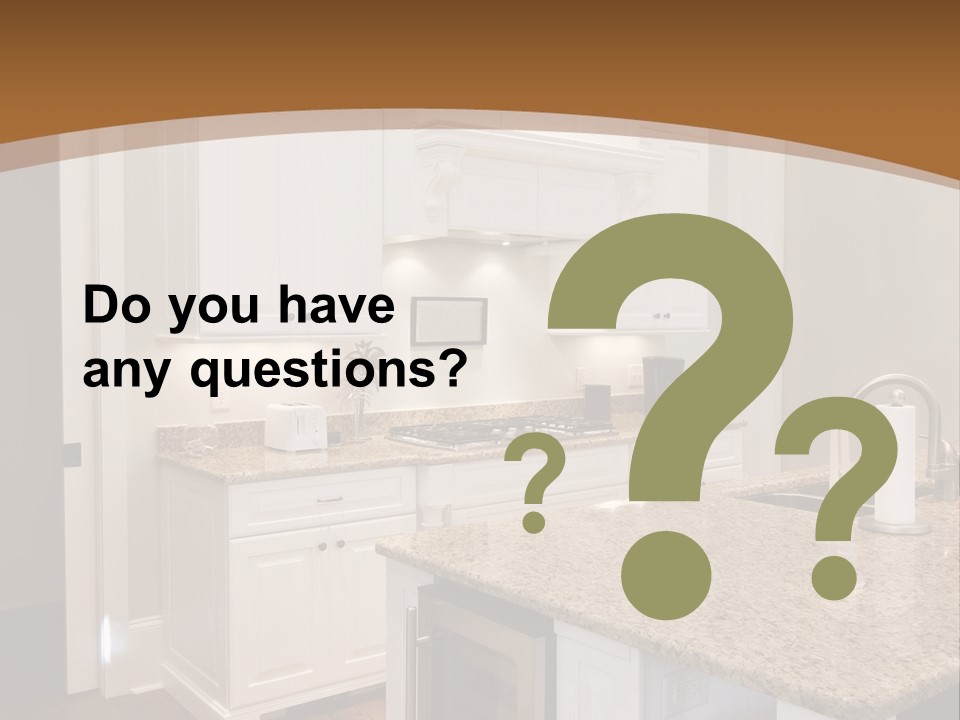 Opulent White Kitchen With Granite Countertops And Wine Fridge PowerPoint Template