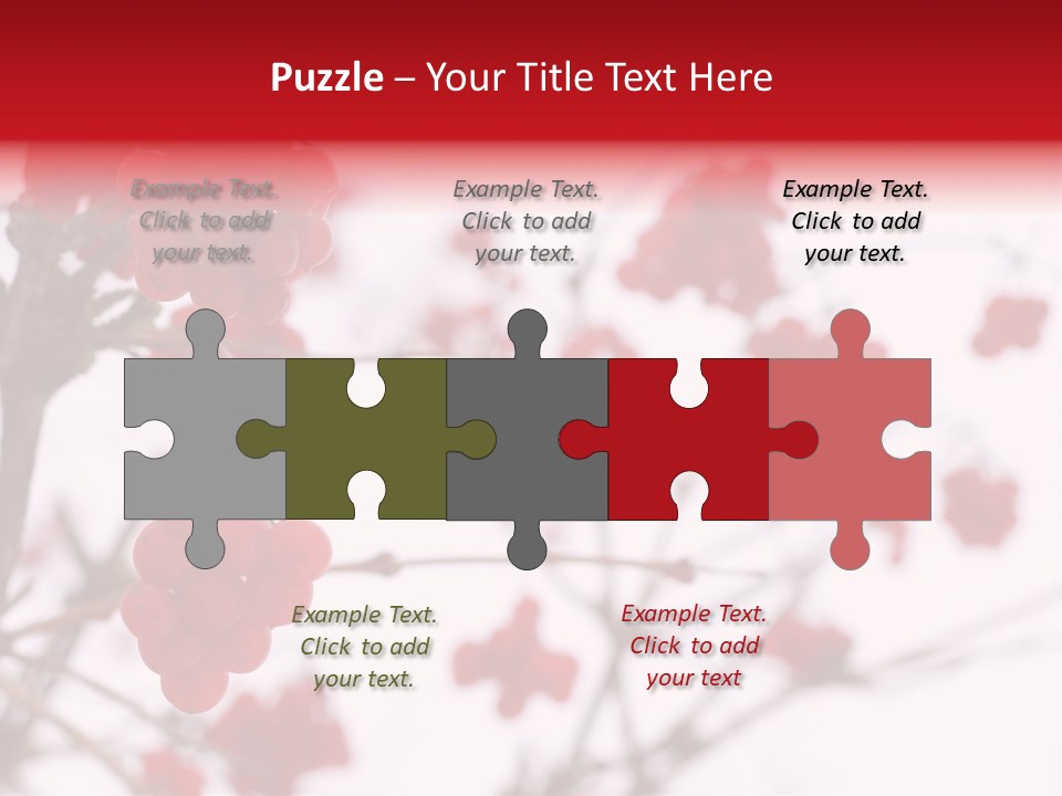 Close-Up Of Red Viburnum Berries Covered With Snow PowerPoint Template