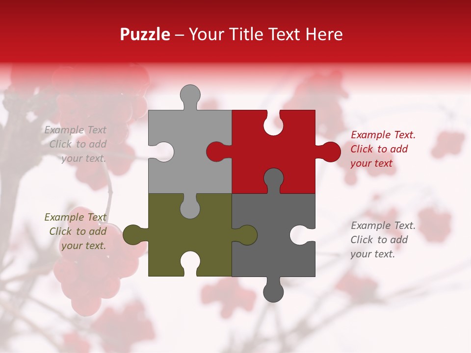 Close-Up Of Red Viburnum Berries Covered With Snow PowerPoint Template