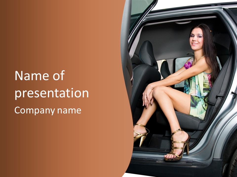 A Woman Sitting In The Back Seat Of A Car PowerPoint Template