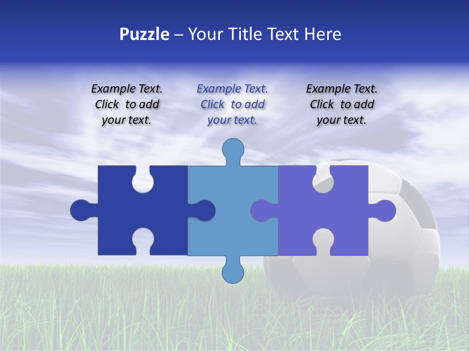 3D Soccer Ball On Green Grass Over A Natural Blue Sky Background With White Clouds, Ideal For Sport And Leisure Designs PowerPoint Template