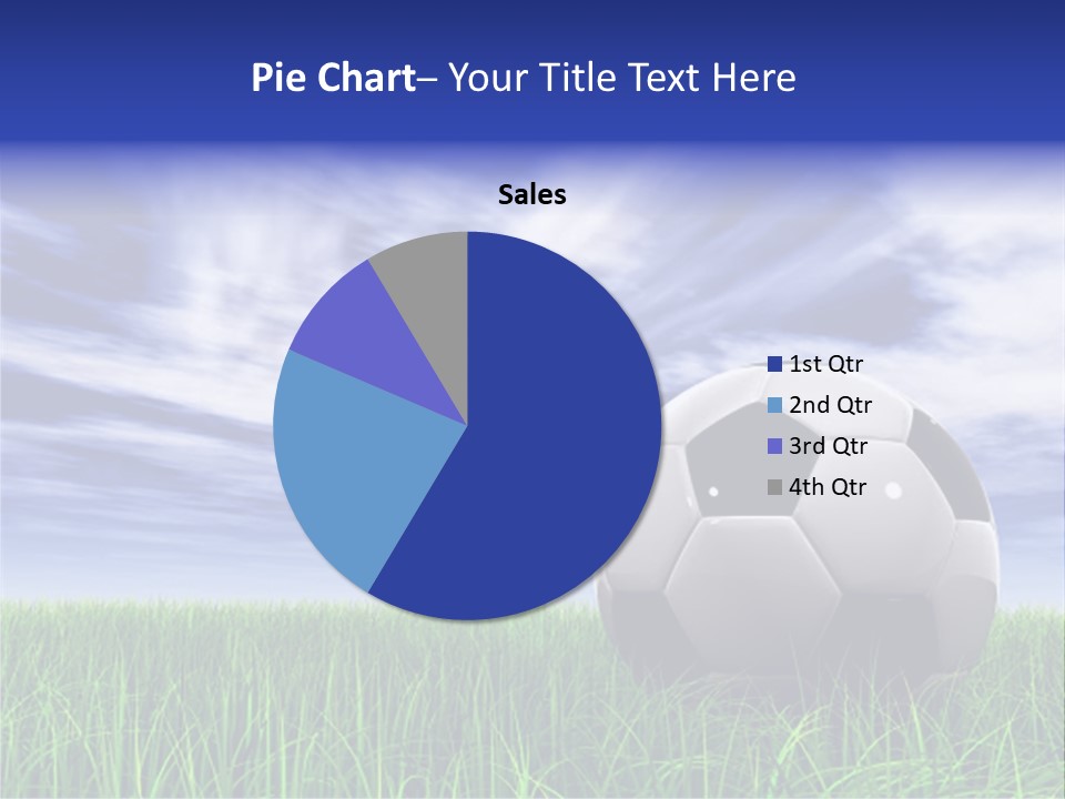 3D Soccer Ball On Green Grass Over A Natural Blue Sky Background With White Clouds, Ideal For Sport And Leisure Designs PowerPoint Template