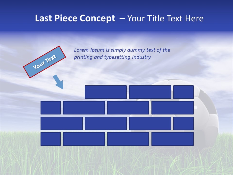 3D Soccer Ball On Green Grass Over A Natural Blue Sky Background With White Clouds, Ideal For Sport And Leisure Designs PowerPoint Template