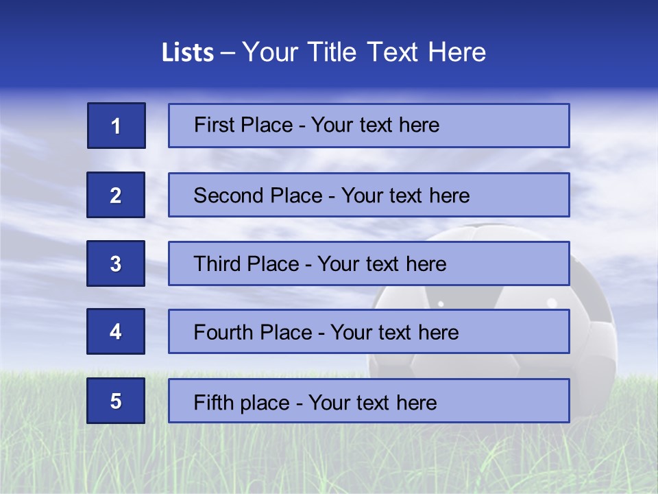 3D Soccer Ball On Green Grass Over A Natural Blue Sky Background With White Clouds, Ideal For Sport And Leisure Designs PowerPoint Template