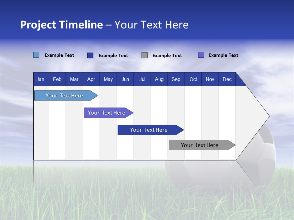 3D Soccer Ball On Green Grass Over A Natural Blue Sky Background With White Clouds, Ideal For Sport And Leisure Designs PowerPoint Template