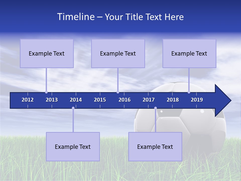 3D Soccer Ball On Green Grass Over A Natural Blue Sky Background With White Clouds, Ideal For Sport And Leisure Designs PowerPoint Template