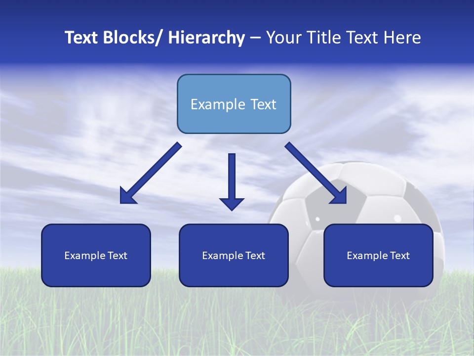 3D Soccer Ball On Green Grass Over A Natural Blue Sky Background With White Clouds, Ideal For Sport And Leisure Designs PowerPoint Template
