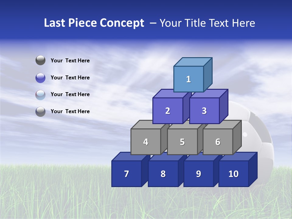 3D Soccer Ball On Green Grass Over A Natural Blue Sky Background With White Clouds, Ideal For Sport And Leisure Designs PowerPoint Template