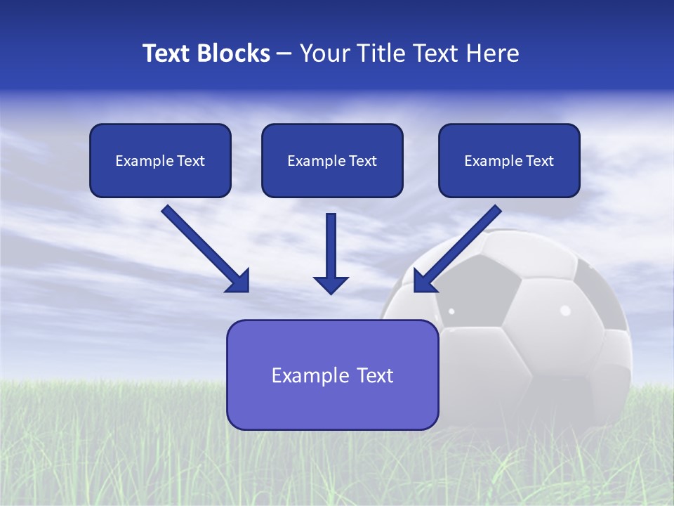 3D Soccer Ball On Green Grass Over A Natural Blue Sky Background With White Clouds, Ideal For Sport And Leisure Designs PowerPoint Template