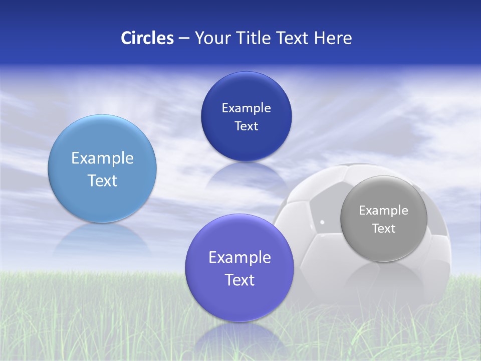3D Soccer Ball On Green Grass Over A Natural Blue Sky Background With White Clouds, Ideal For Sport And Leisure Designs PowerPoint Template