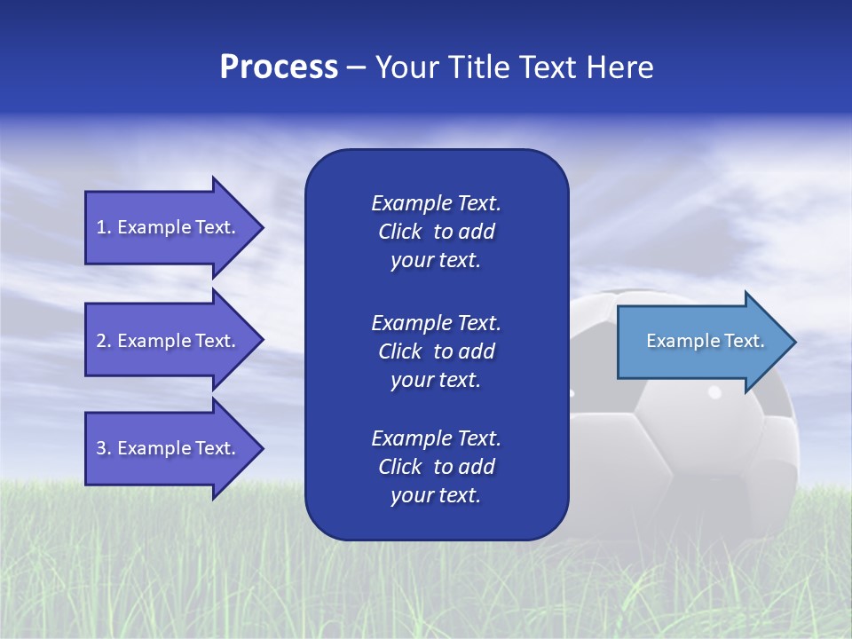 3D Soccer Ball On Green Grass Over A Natural Blue Sky Background With White Clouds, Ideal For Sport And Leisure Designs PowerPoint Template