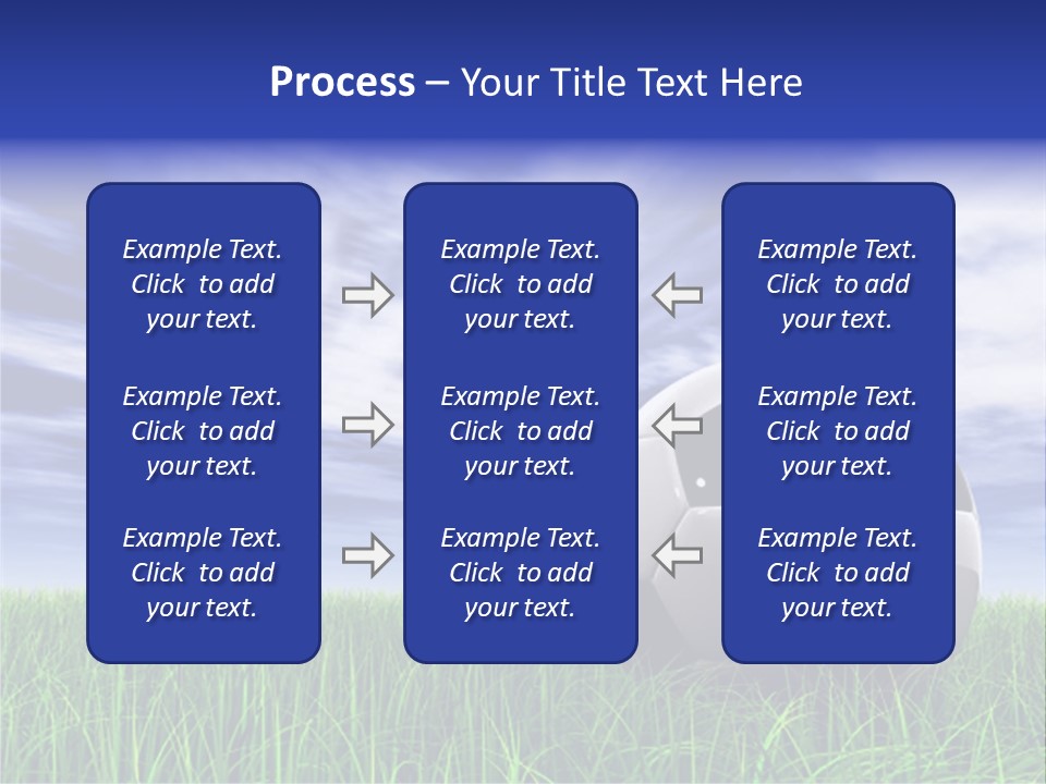 3D Soccer Ball On Green Grass Over A Natural Blue Sky Background With White Clouds, Ideal For Sport And Leisure Designs PowerPoint Template