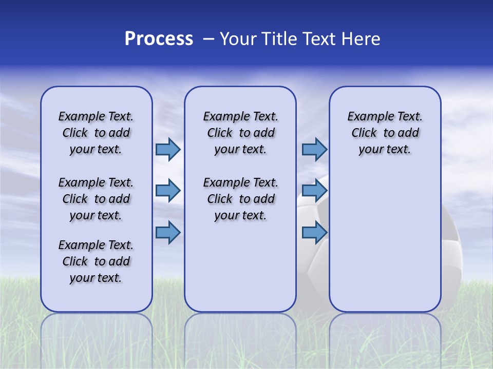 3D Soccer Ball On Green Grass Over A Natural Blue Sky Background With White Clouds, Ideal For Sport And Leisure Designs PowerPoint Template