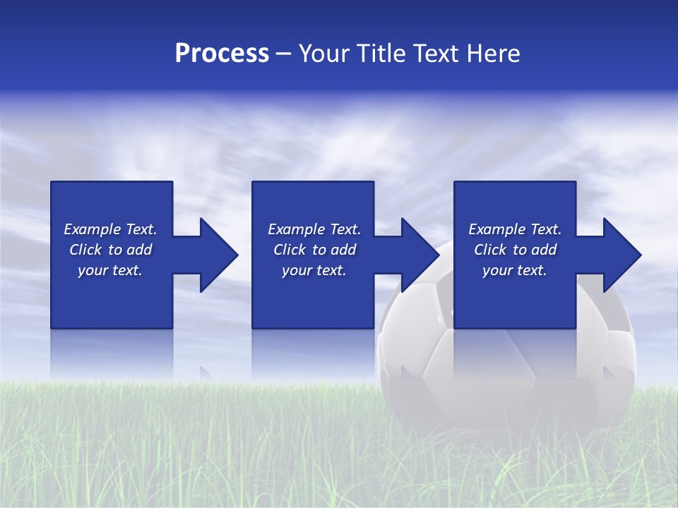 3D Soccer Ball On Green Grass Over A Natural Blue Sky Background With White Clouds, Ideal For Sport And Leisure Designs PowerPoint Template