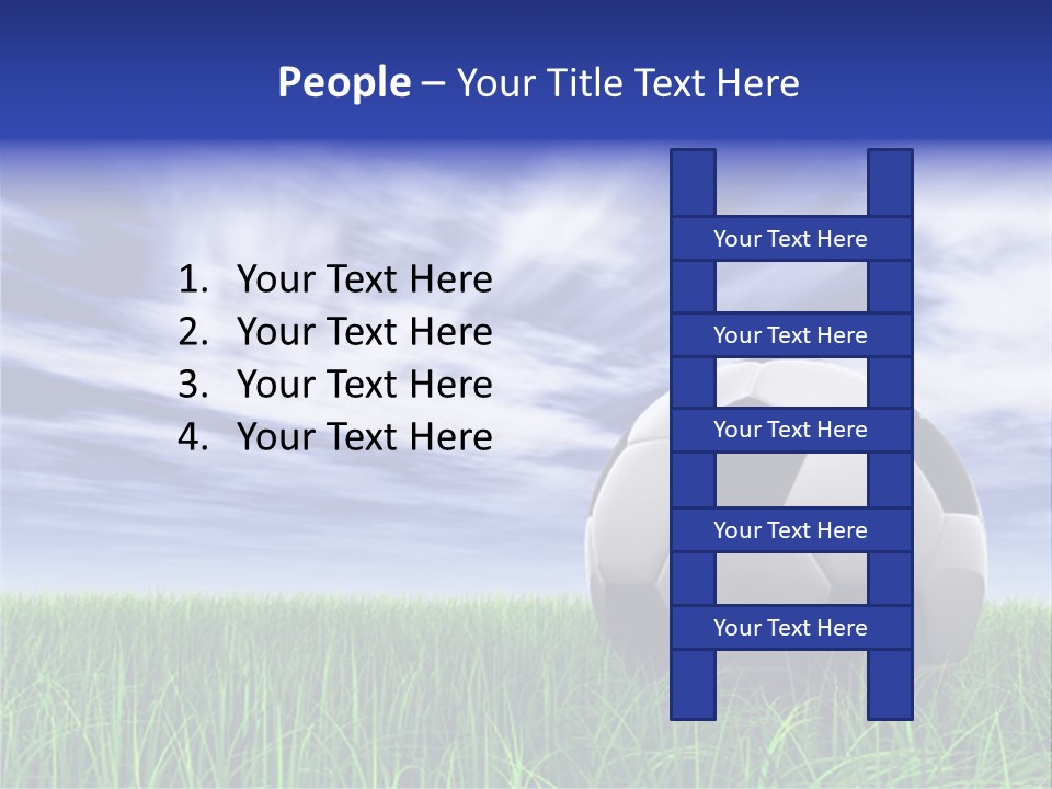 3D Soccer Ball On Green Grass Over A Natural Blue Sky Background With White Clouds, Ideal For Sport And Leisure Designs PowerPoint Template