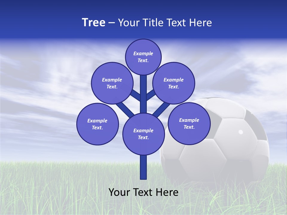 3D Soccer Ball On Green Grass Over A Natural Blue Sky Background With White Clouds, Ideal For Sport And Leisure Designs PowerPoint Template