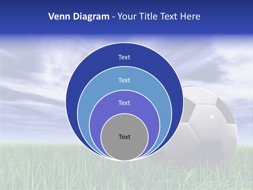 3D Soccer Ball On Green Grass Over A Natural Blue Sky Background With White Clouds, Ideal For Sport And Leisure Designs PowerPoint Template