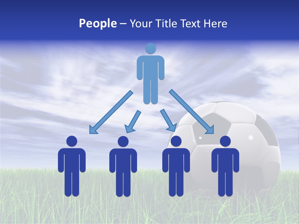 3D Soccer Ball On Green Grass Over A Natural Blue Sky Background With White Clouds, Ideal For Sport And Leisure Designs PowerPoint Template