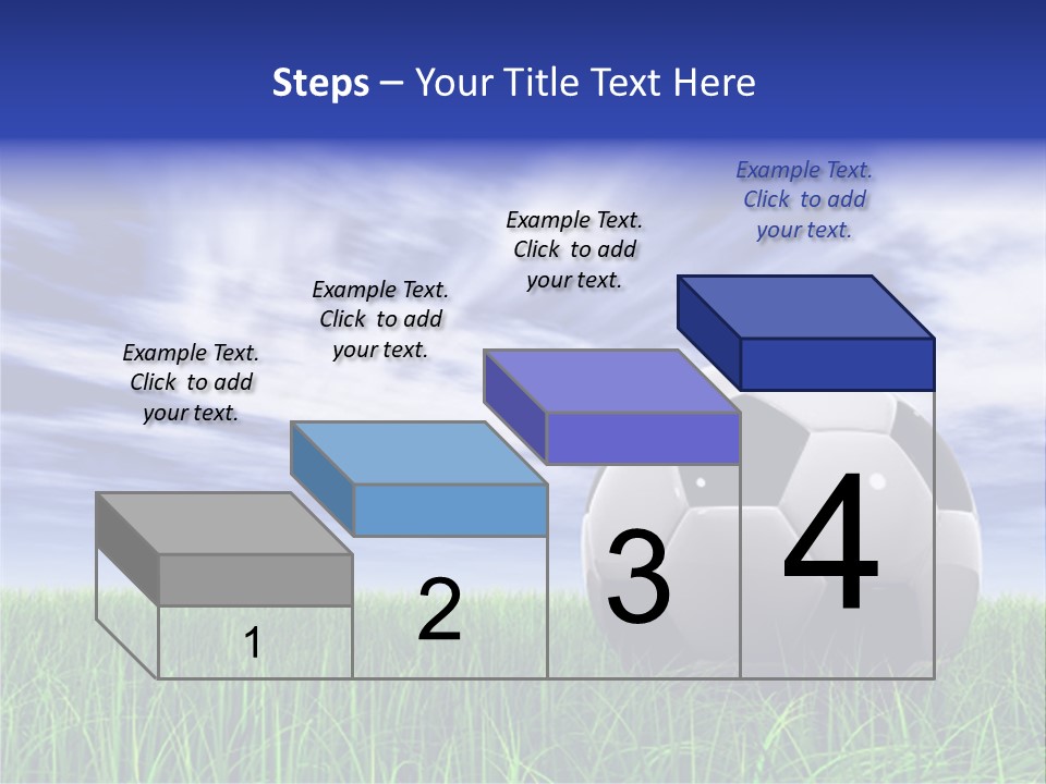 3D Soccer Ball On Green Grass Over A Natural Blue Sky Background With White Clouds, Ideal For Sport And Leisure Designs PowerPoint Template