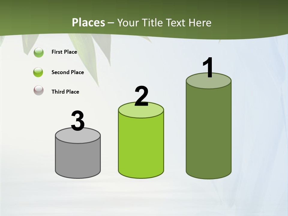 Bamboo Leafs Over Abstract Blue Background PowerPoint Template