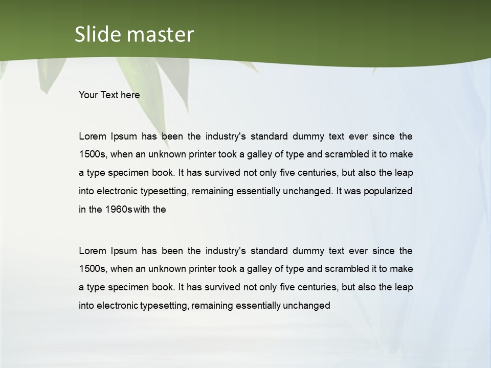 Bamboo Leafs Over Abstract Blue Background PowerPoint Template