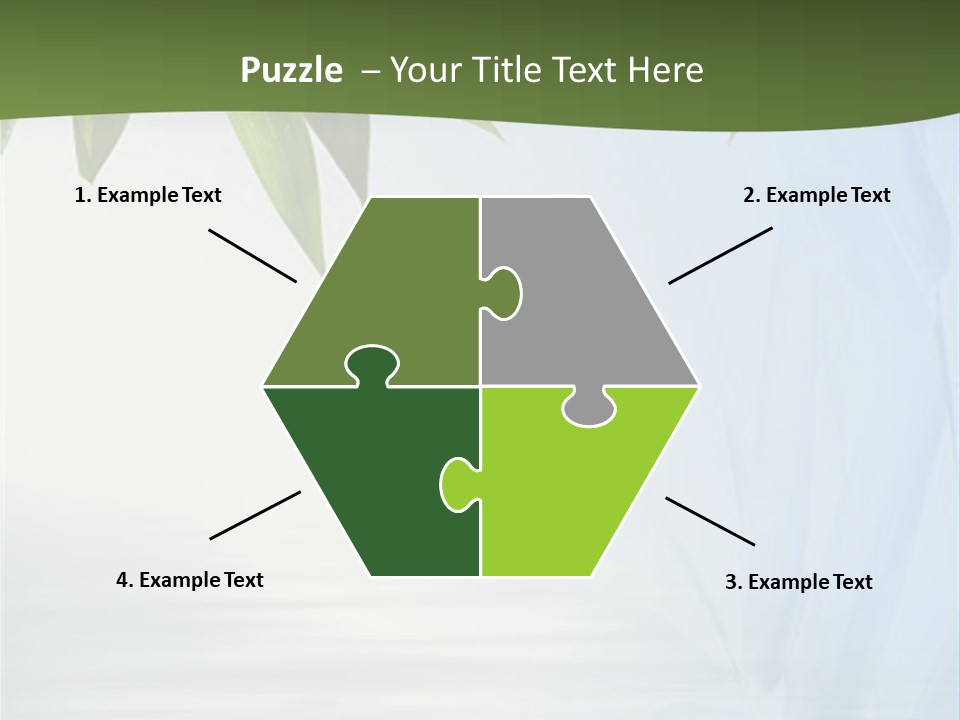 Bamboo Leafs Over Abstract Blue Background PowerPoint Template