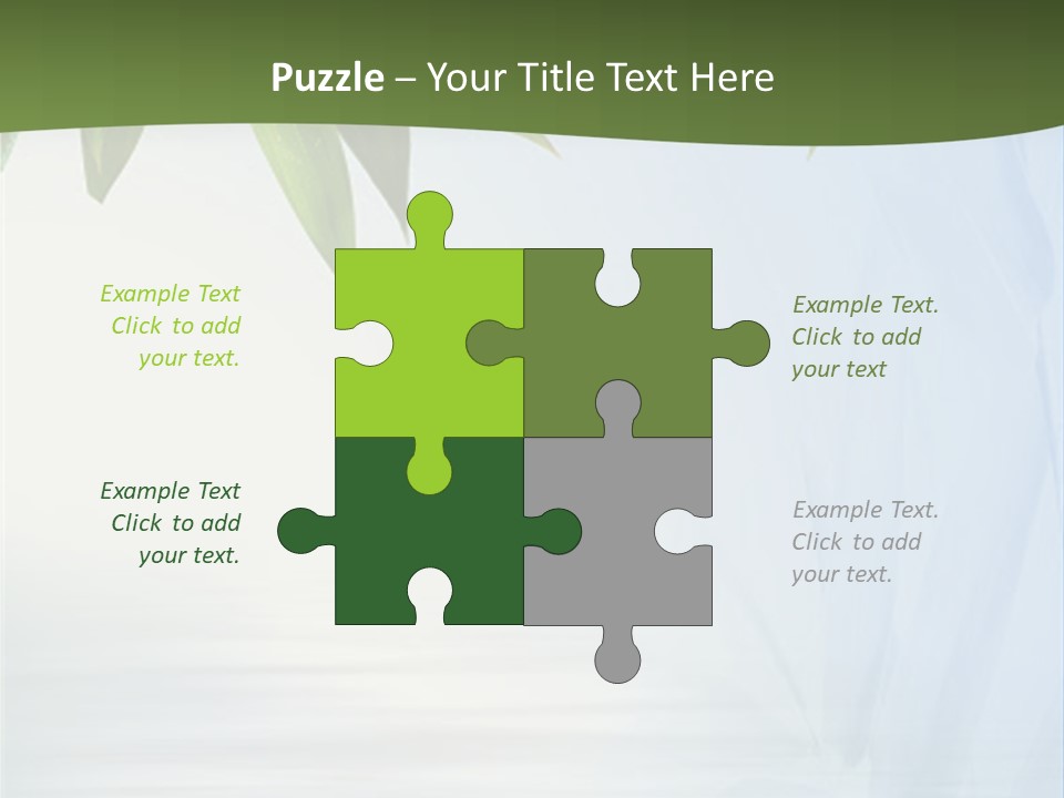 Bamboo Leafs Over Abstract Blue Background PowerPoint Template