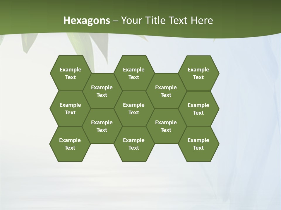 Bamboo Leafs Over Abstract Blue Background PowerPoint Template