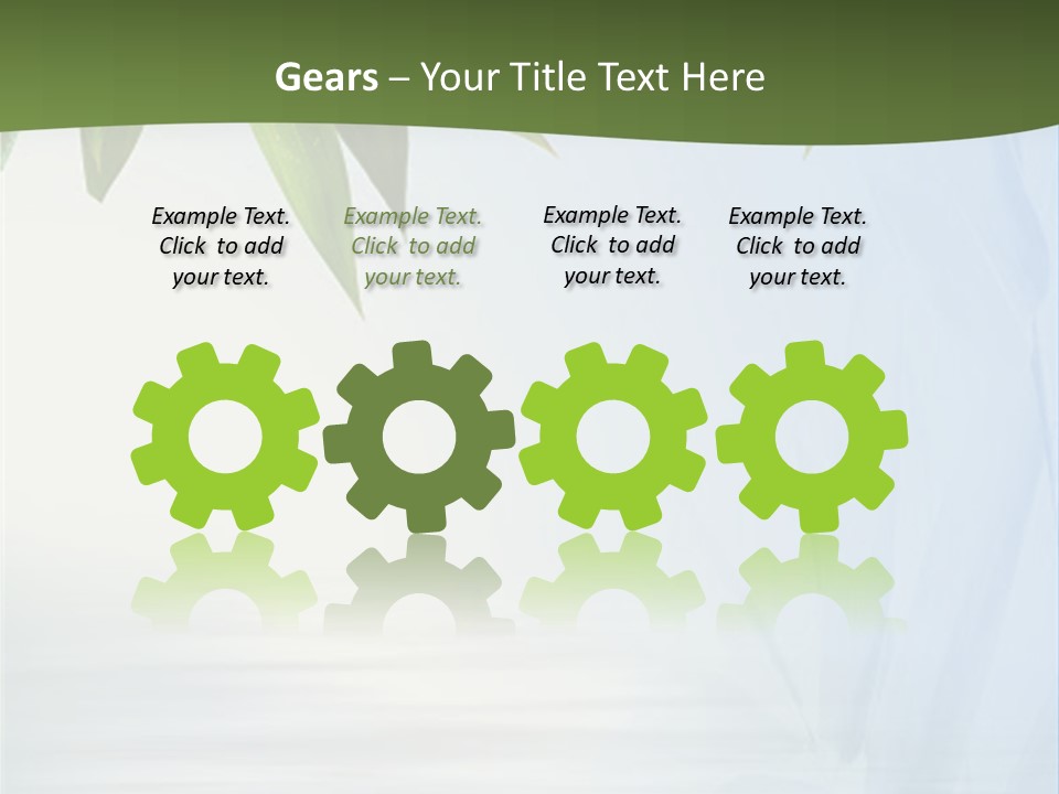 Bamboo Leafs Over Abstract Blue Background PowerPoint Template