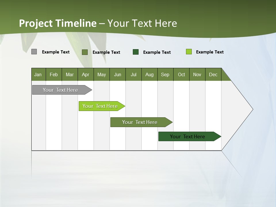 Bamboo Leafs Over Abstract Blue Background PowerPoint Template