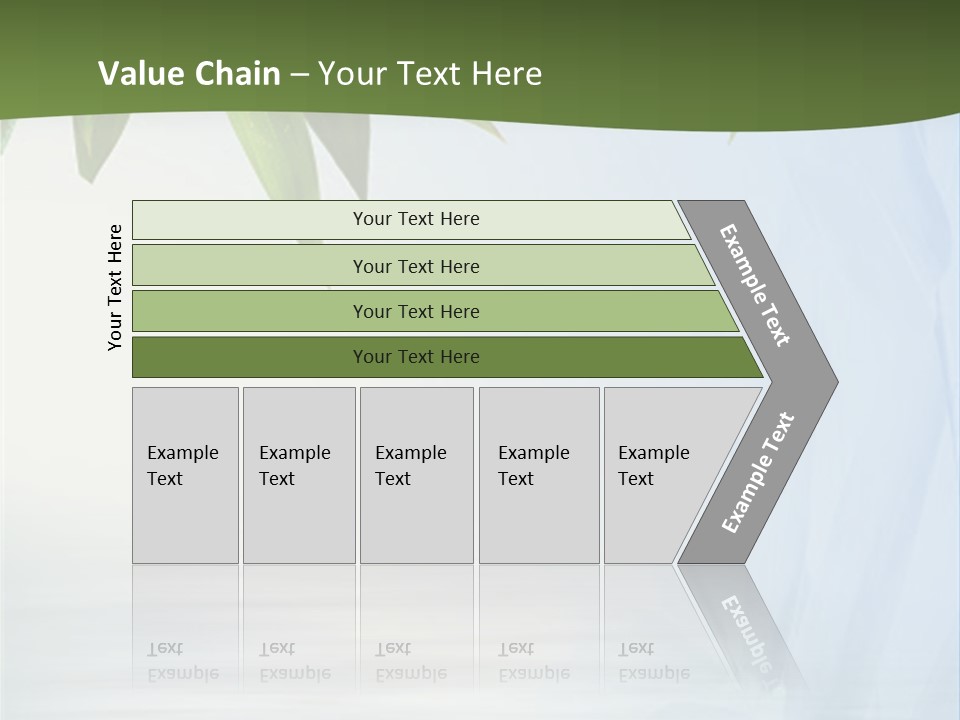 Bamboo Leafs Over Abstract Blue Background PowerPoint Template