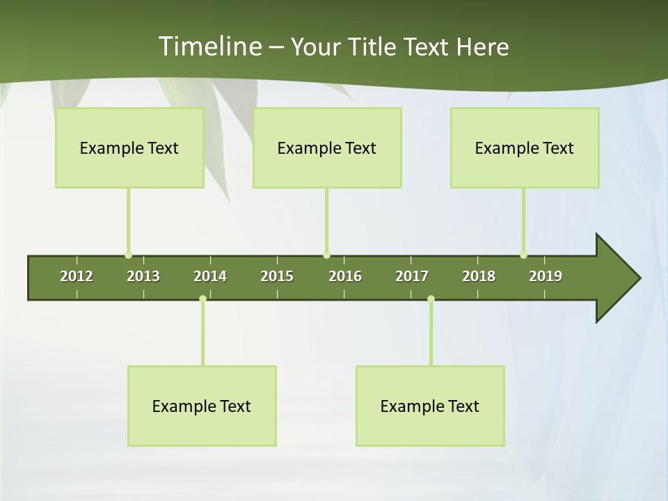 Bamboo Leafs Over Abstract Blue Background PowerPoint Template