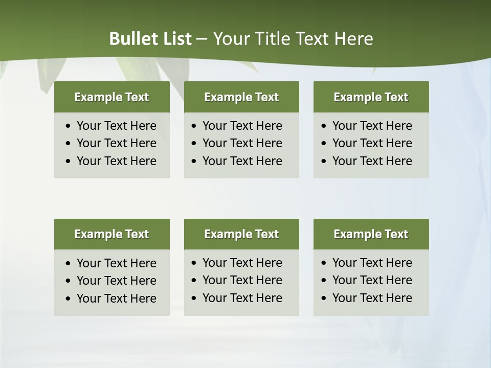 Bamboo Leafs Over Abstract Blue Background PowerPoint Template