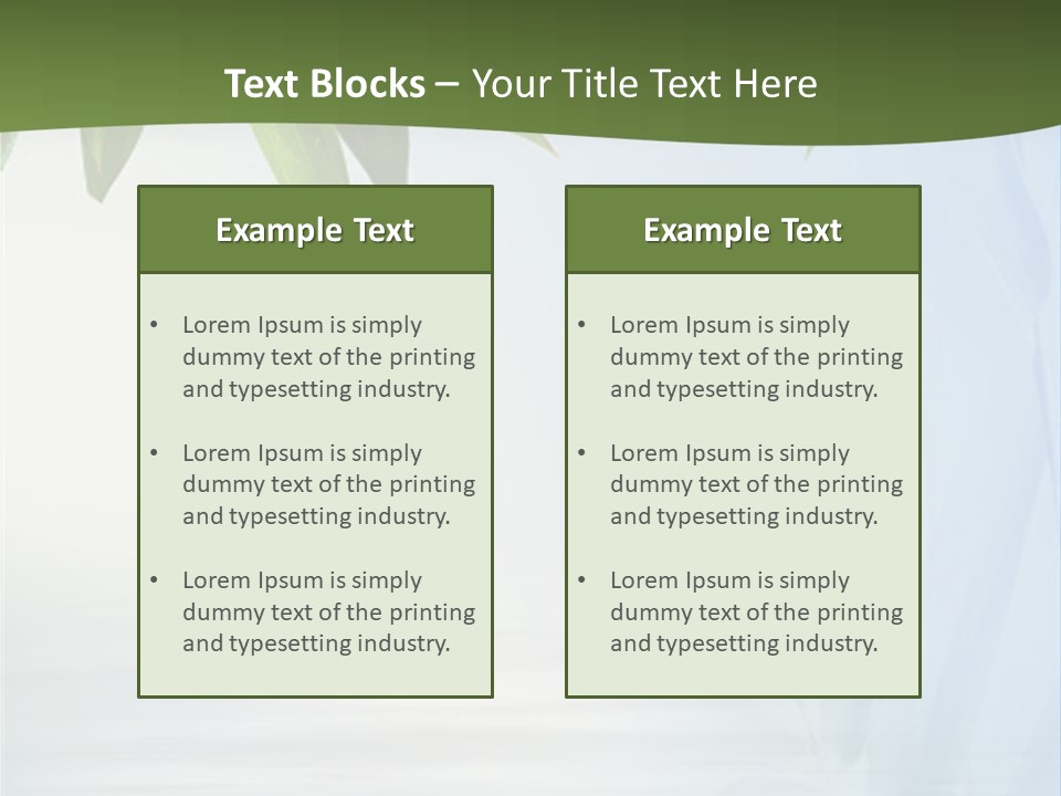 Bamboo Leafs Over Abstract Blue Background PowerPoint Template