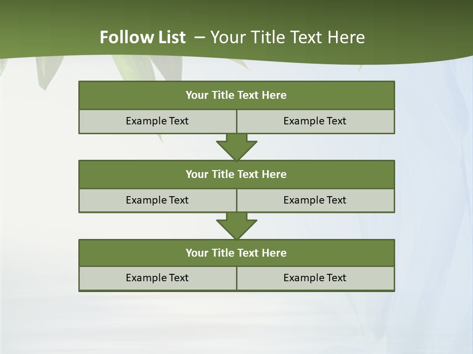 Bamboo Leafs Over Abstract Blue Background PowerPoint Template