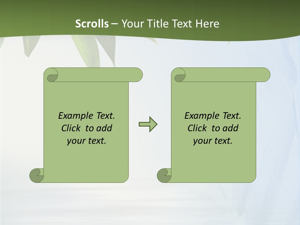 Bamboo Leafs Over Abstract Blue Background PowerPoint Template