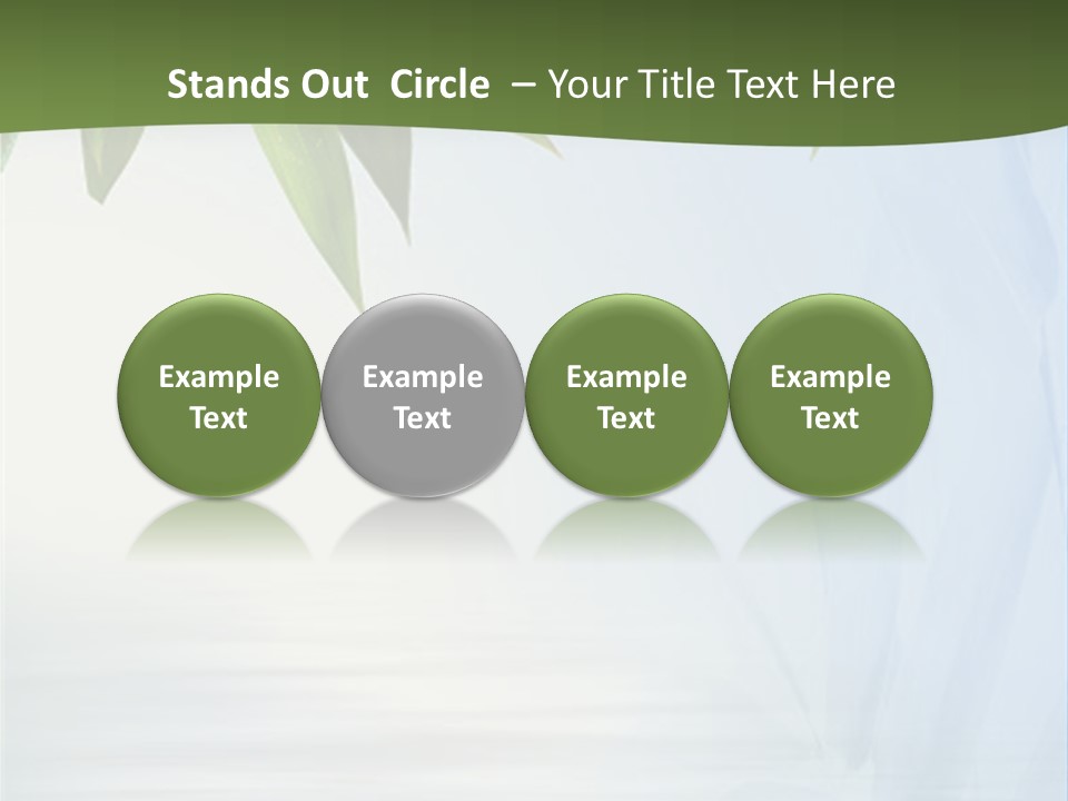 Bamboo Leafs Over Abstract Blue Background PowerPoint Template