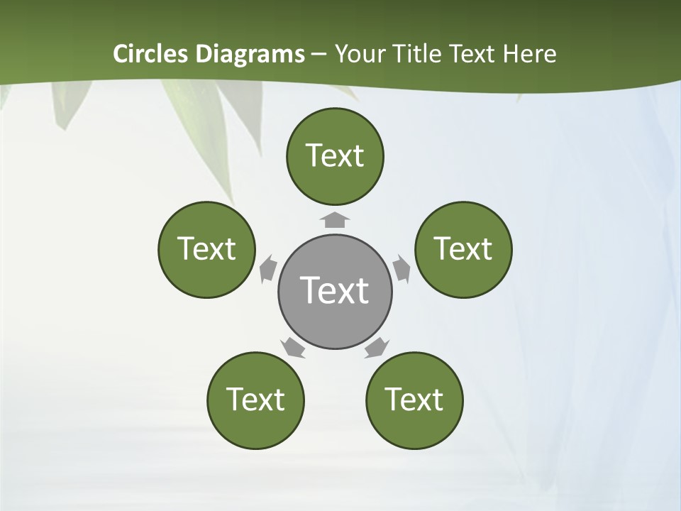 Bamboo Leafs Over Abstract Blue Background PowerPoint Template