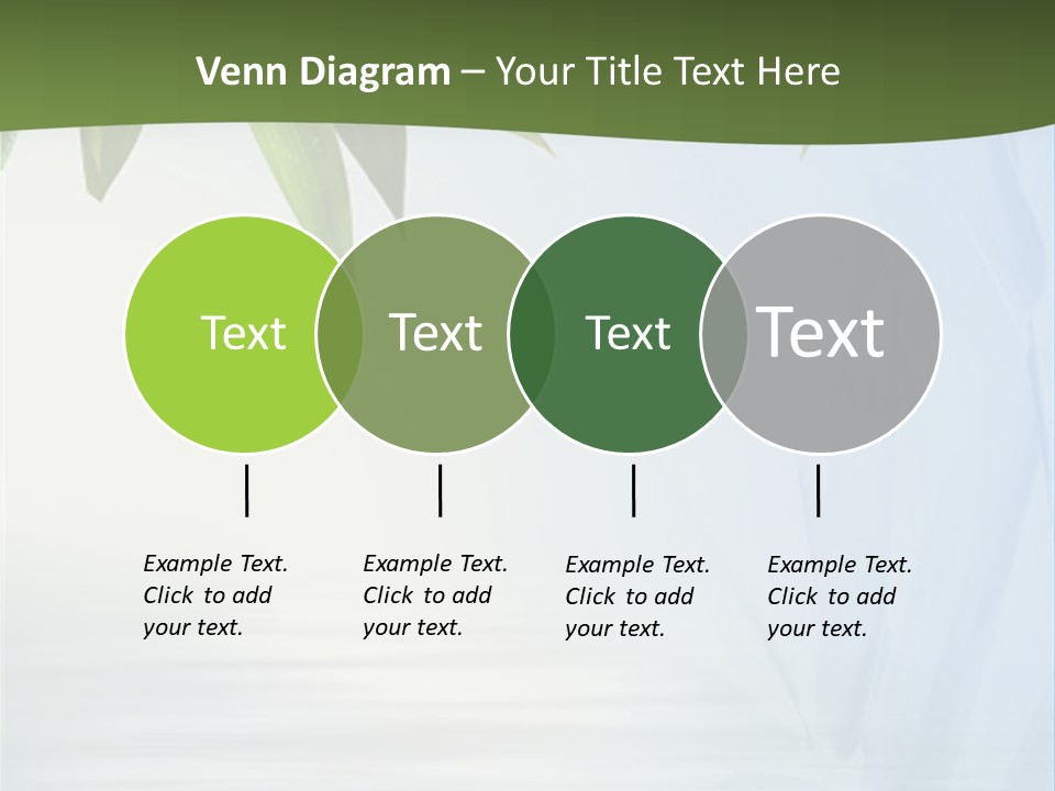 Bamboo Leafs Over Abstract Blue Background PowerPoint Template