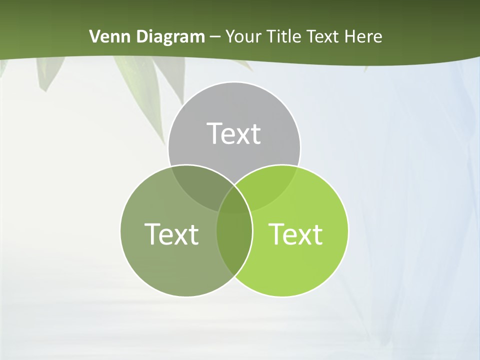 Bamboo Leafs Over Abstract Blue Background PowerPoint Template