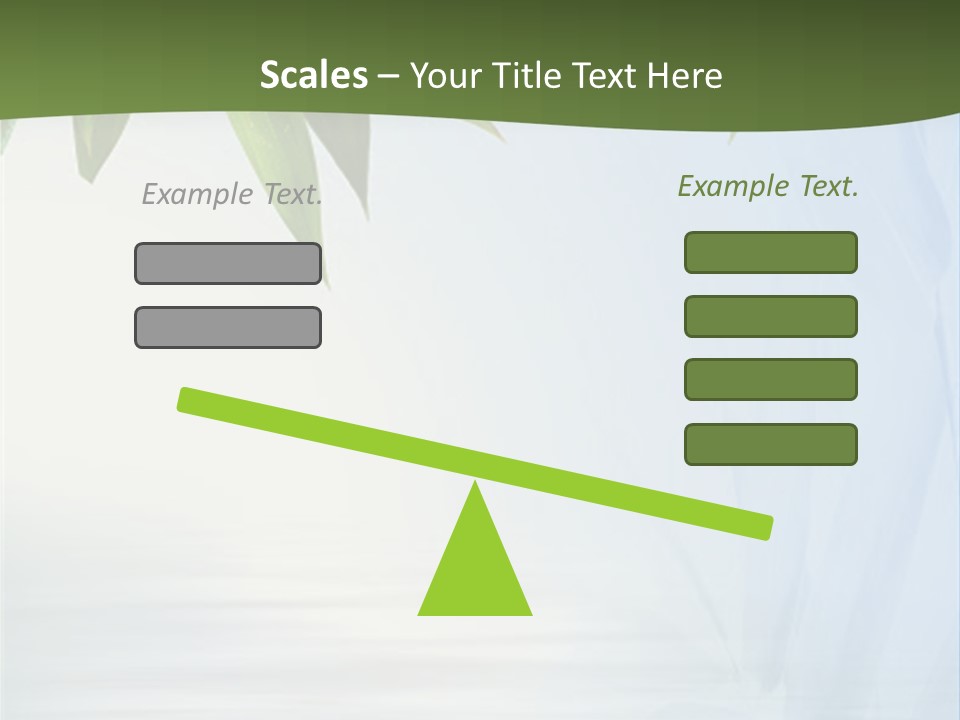 Bamboo Leafs Over Abstract Blue Background PowerPoint Template