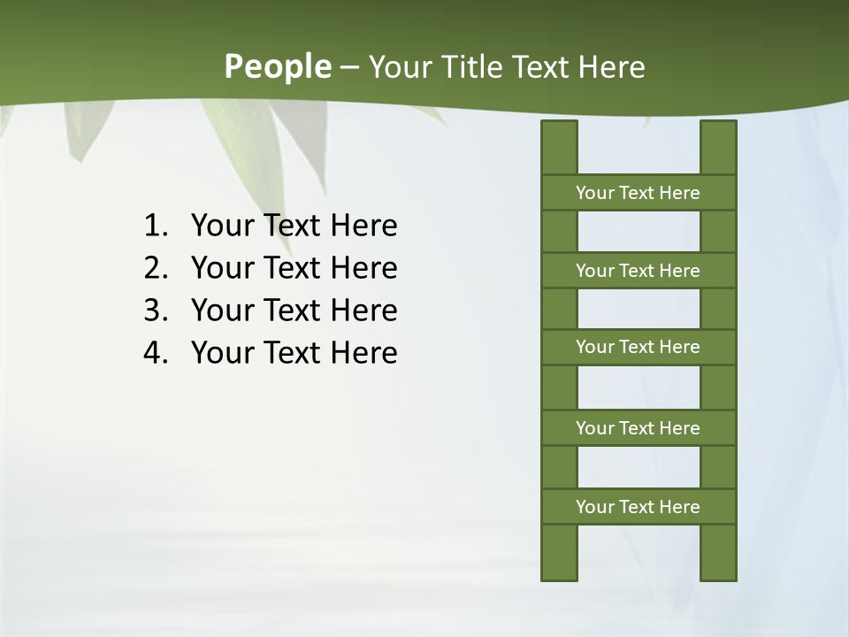 Bamboo Leafs Over Abstract Blue Background PowerPoint Template