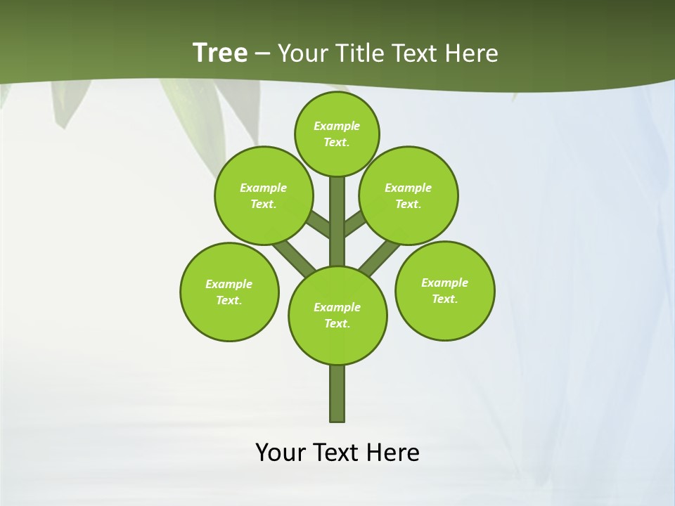 Bamboo Leafs Over Abstract Blue Background PowerPoint Template