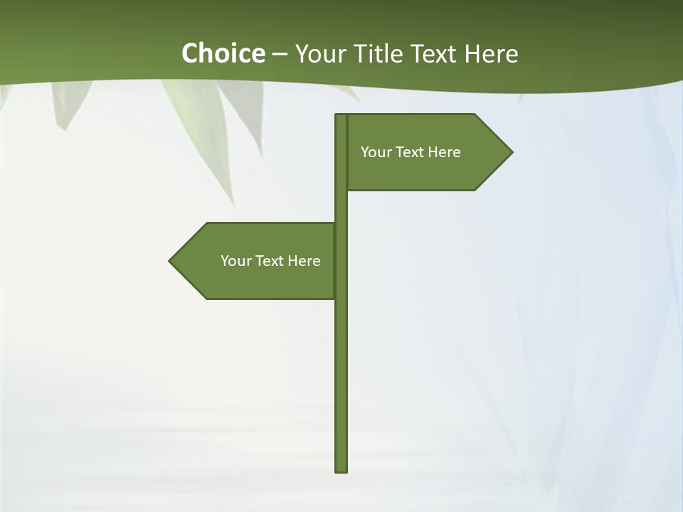 Bamboo Leafs Over Abstract Blue Background PowerPoint Template